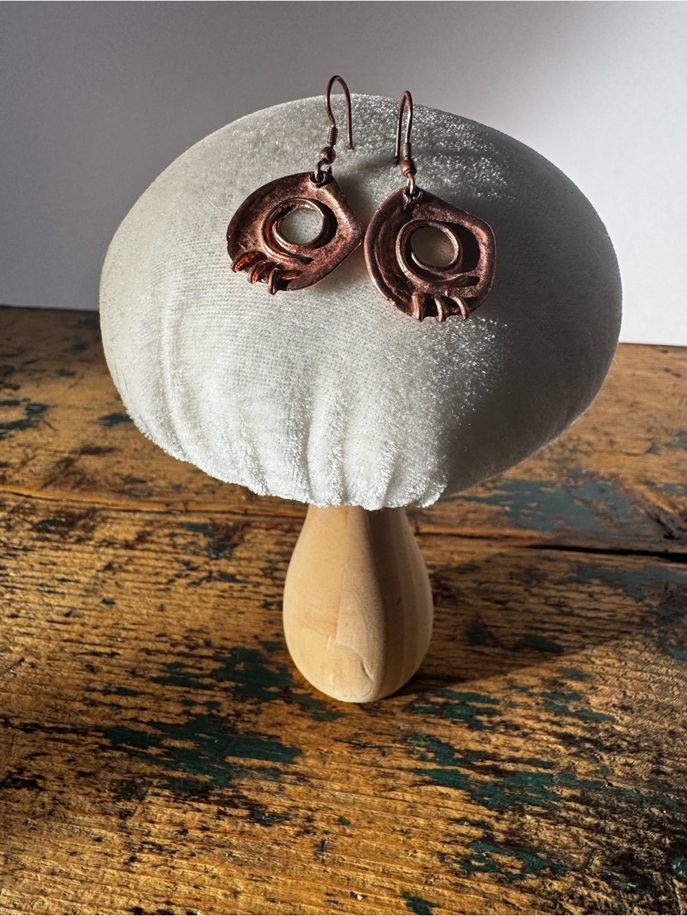 Handmade Copper Open Circle Drop Earrings - Copper